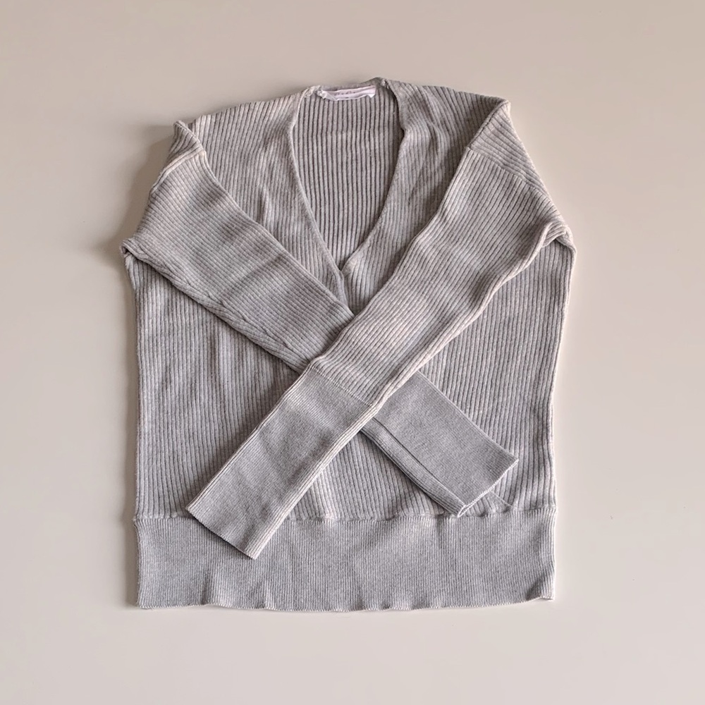 Gray v-neck sweater